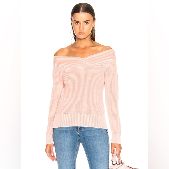 rag & bone Sweaters - Rag & Bone Peachy Pink Dawn Off Shoulder Knit Cotton‎ Sweater XXS Preppy Beach